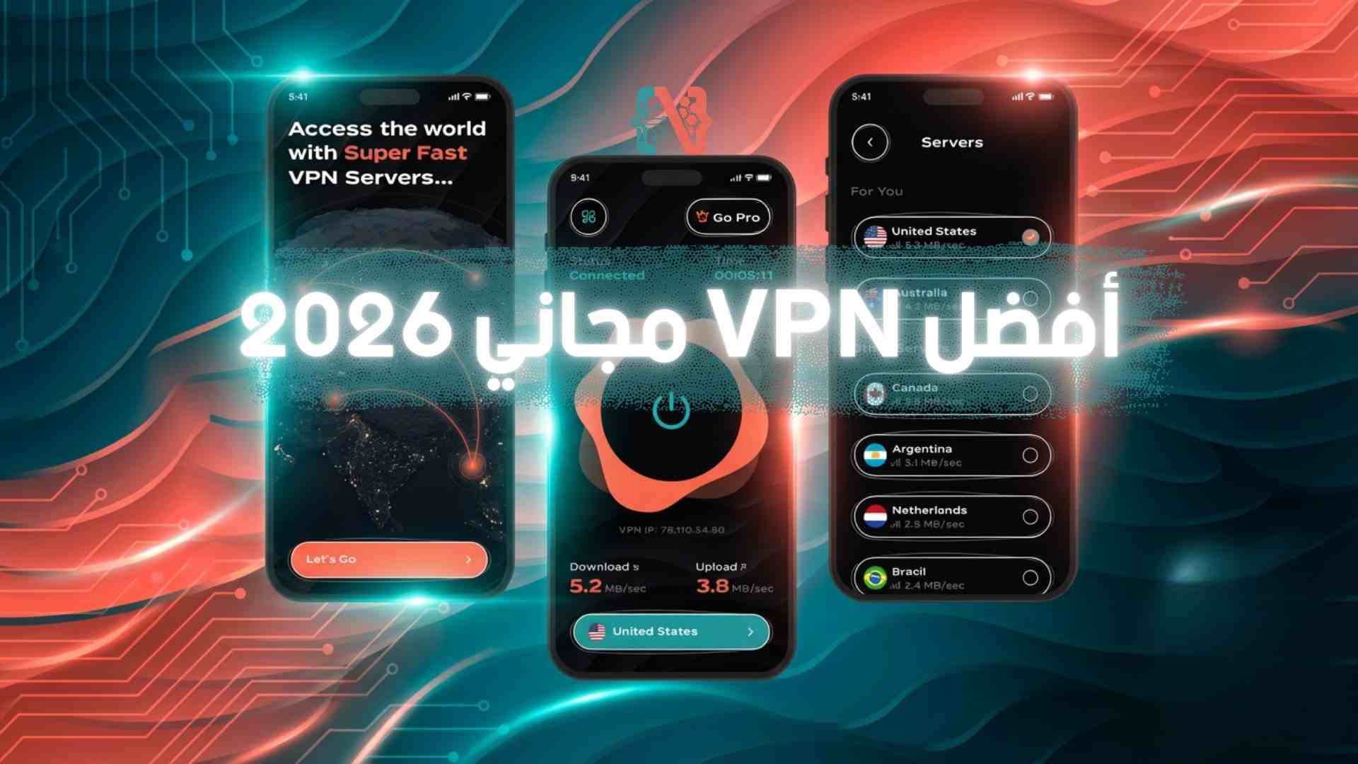 تصميم يوضح أفضل برنامج vpn مجاني في 2026 من CodingVi